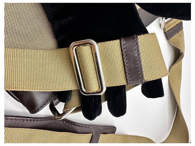 Borsa a tracolla Prada in tela jacquard Marrone Beige - vista 6