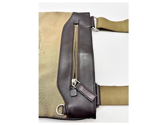 Borsa a tracolla Prada in tela jacquard Marrone Beige - vista 7