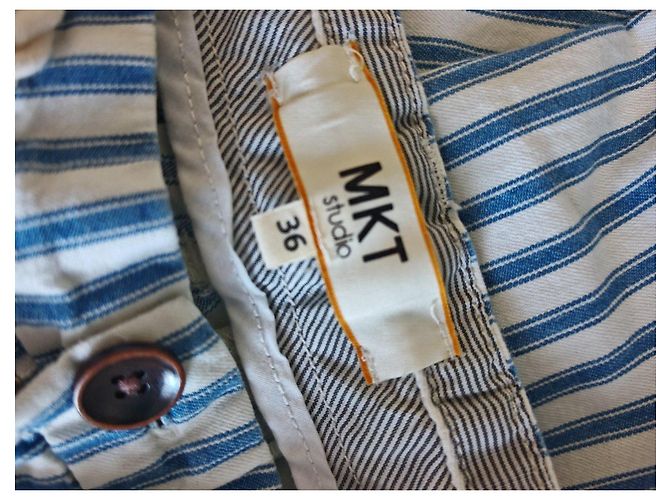 Pantalones a rayas MKT Studio Blanco Azul - vista 5