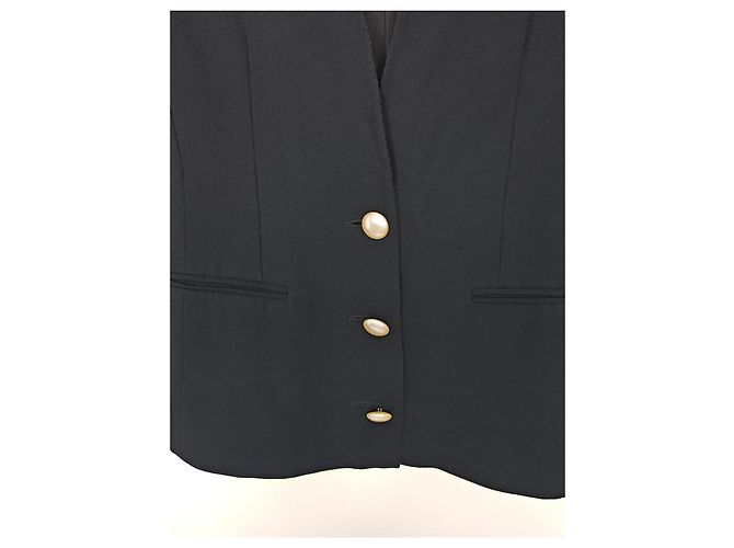 Max Mara Schwarzer Blazer mit Perlmuttknöpfen - Ansicht 2