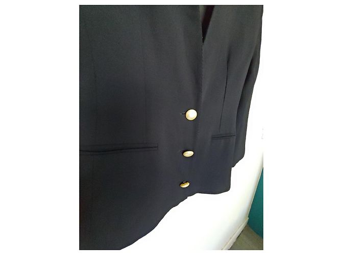 Max Mara Schwarzer Blazer mit Perlmuttknöpfen - Ansicht 3