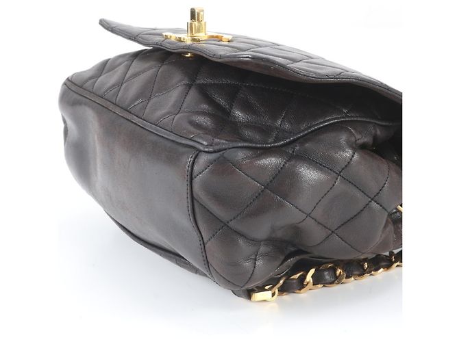 Zaino e borsa a tracolla Chanel in pelle d'agnello matelassé con catena Nero - vista 5