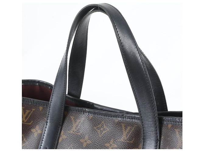 Borsa Tote Louis Vuitton Monogram Macassar Davis Marrone Nero - vista 2