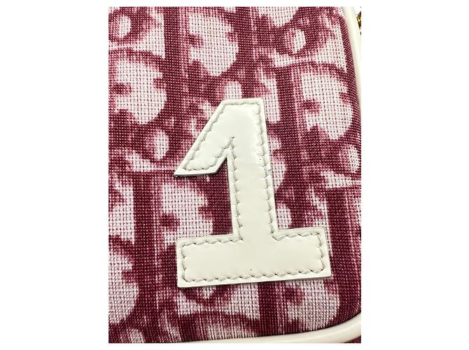 Mini pochette in tela monogramma Christian Dior Bianco Rosso - vista 3
