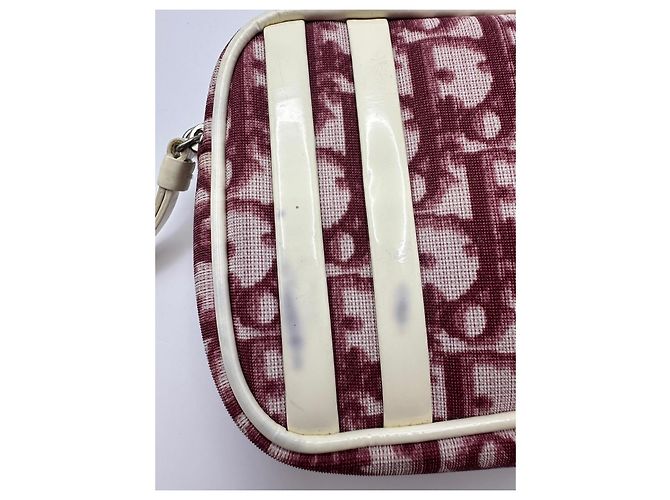 Mini pochette in tela monogramma Christian Dior Bianco Rosso - vista 4