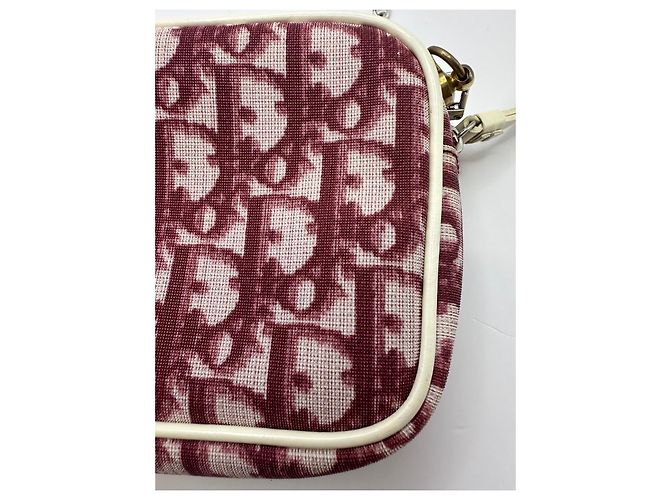 Mini pochette in tela monogramma Christian Dior Bianco Rosso - vista 6