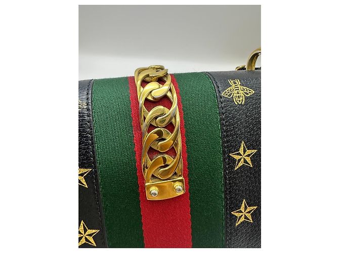 Borsa a tracolla Gucci Sylvie Bee and Star Nero - vista 10