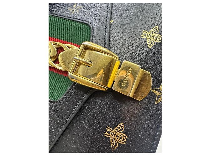 Borsa a tracolla Gucci Sylvie Bee and Star Nero - vista 11
