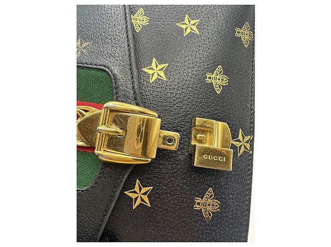 Borsa a tracolla Gucci Sylvie Bee and Star Nero - vista 12