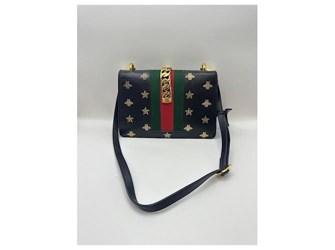 Borsa a tracolla Gucci Sylvie Bee and Star Nero - vista 2