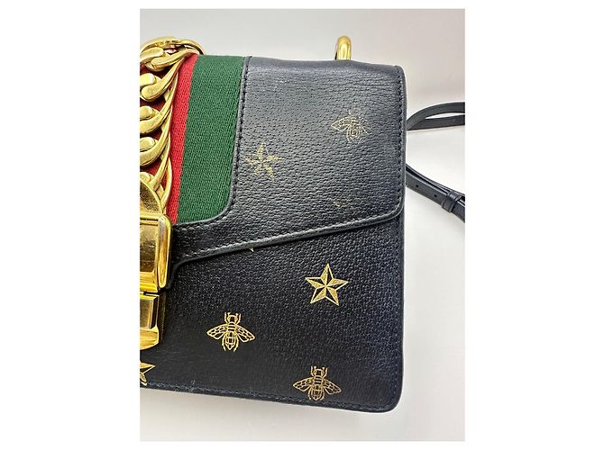 Borsa a tracolla Gucci Sylvie Bee and Star Nero - vista 5
