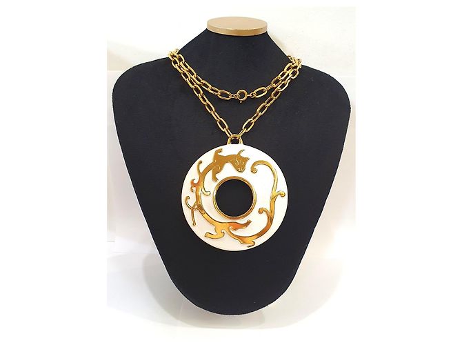 Autre Marque Collana "Dragon" Trifari placcata oro 18kt Bianco D'oro - vista 2