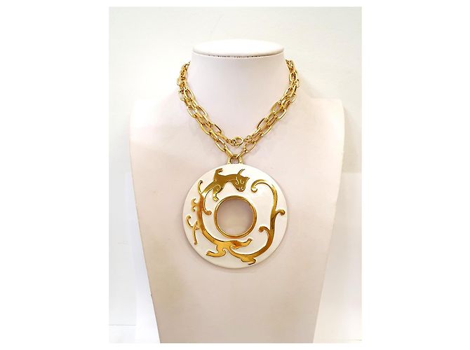 Autre Marque Collana "Dragon" Trifari placcata oro 18kt Bianco D'oro - vista 7
