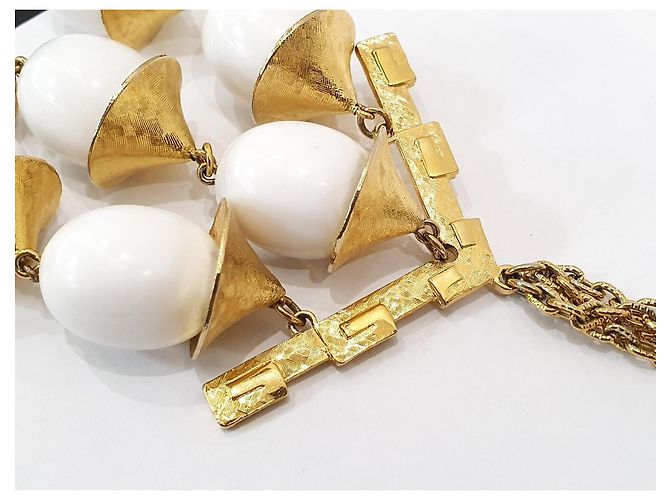 Autre Marque Collana con pendente a perle bianche Trifari placcata in oro Bianco D'oro - vista 7