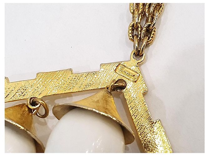 Autre Marque Collana con pendente a perle bianche Trifari placcata in oro Bianco D'oro - vista 8