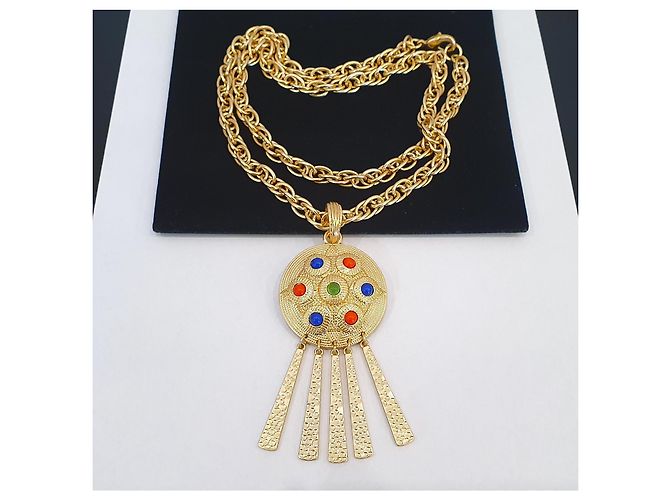 Kenneth Jay Lane Collana KJL con pendente a nappa Rosso Blu D'oro Verde - vista 5