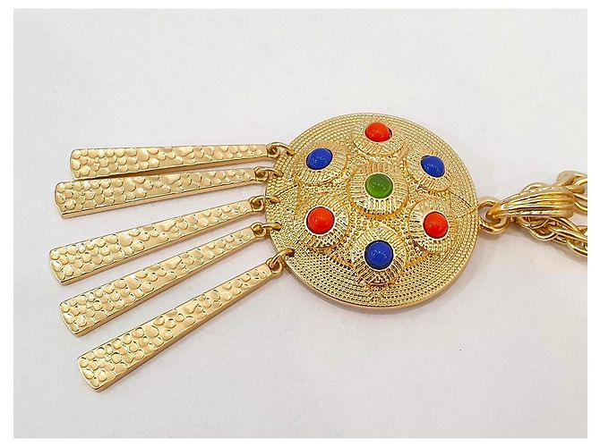 Kenneth Jay Lane Collana KJL con pendente a nappa Rosso Blu D'oro Verde - vista 7