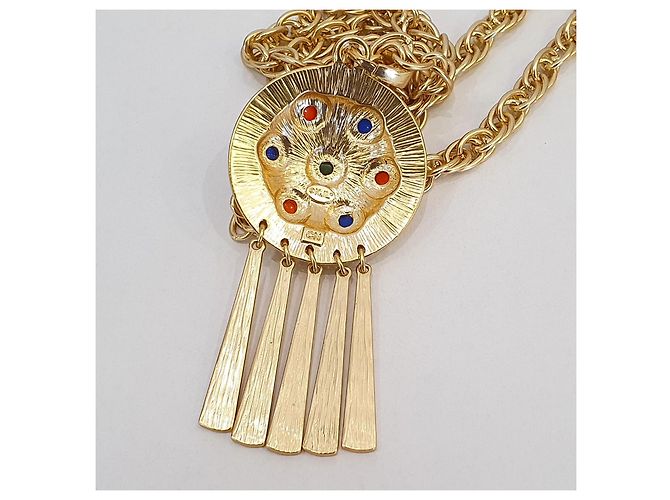 Kenneth Jay Lane Collana KJL con pendente a nappa Rosso Blu D'oro Verde - vista 9