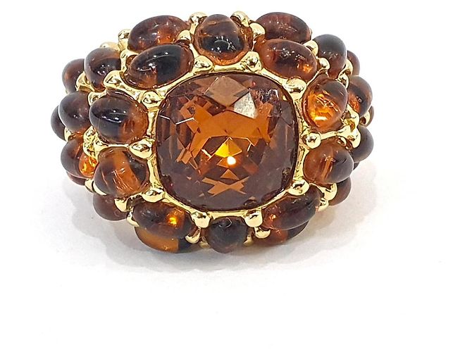 Kenneth Jay Lane KJL Ring mit bernsteinähnlichen Steinen Braun - Ansicht 2