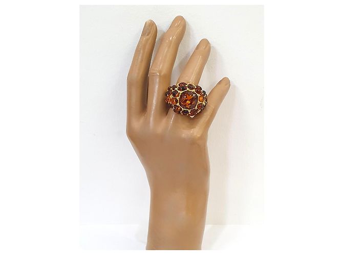 Kenneth Jay Lane KJL Ring mit bernsteinähnlichen Steinen Braun - Ansicht 3