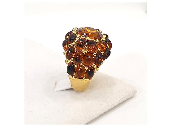 Kenneth Jay Lane KJL Ring mit bernsteinähnlichen Steinen Braun - Ansicht 4