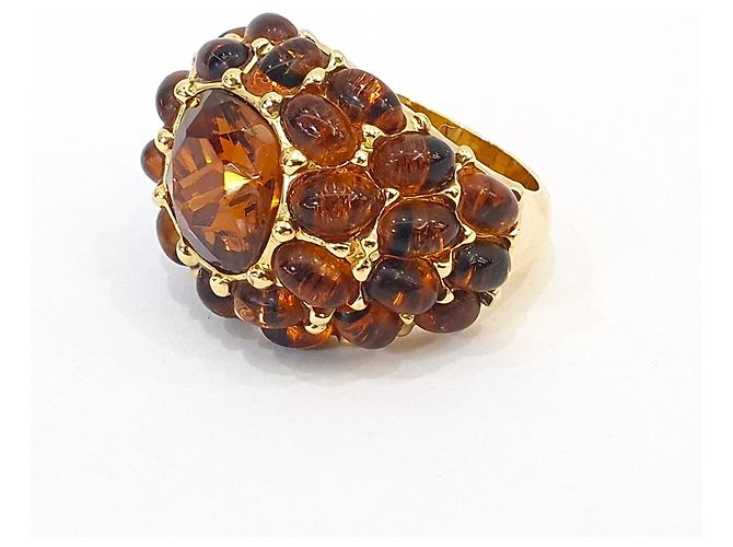 Kenneth Jay Lane KJL Ring mit bernsteinähnlichen Steinen Braun - Ansicht 5
