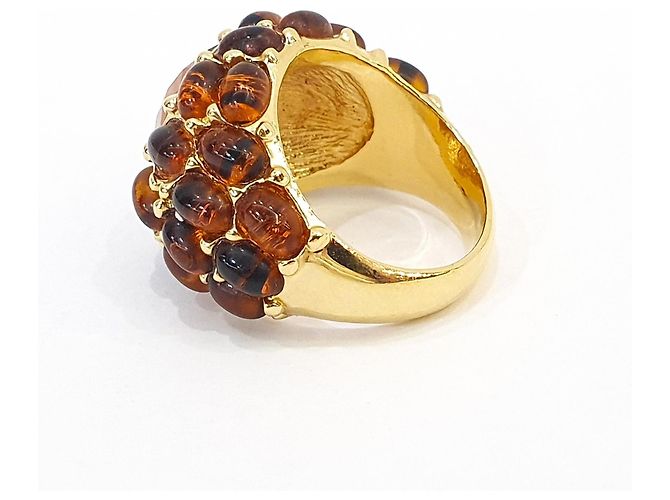 Kenneth Jay Lane KJL Ring mit bernsteinähnlichen Steinen Braun - Ansicht 7