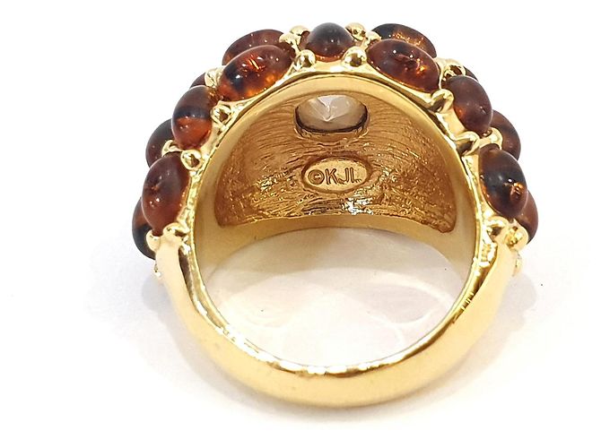 Kenneth Jay Lane KJL Ring mit bernsteinähnlichen Steinen Braun - Ansicht 8