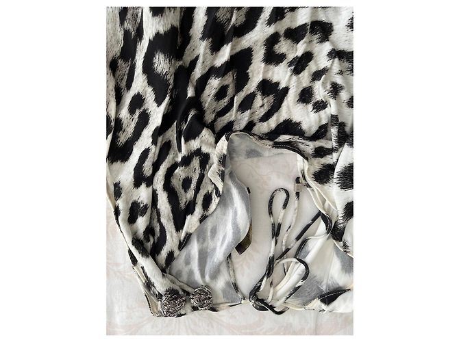 Roberto Cavalli Vestido largo de leopardo Negro Rosa Blanco Estampado de leopardo - vista 5