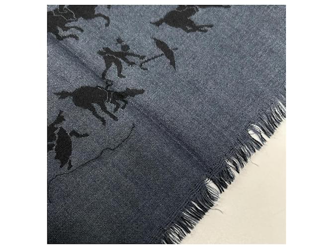 Hermès Stola Hermes in cashmere e seta Navy Blu navy - vista 10