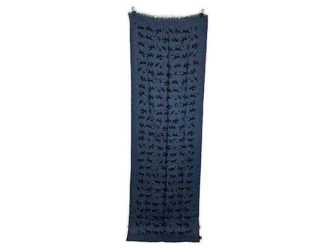 Hermès Stola Hermes in cashmere e seta Navy Blu navy - vista 2