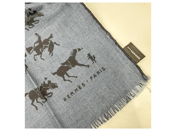 Hermès Stola Hermes in cashmere e seta Navy Blu navy - vista 6