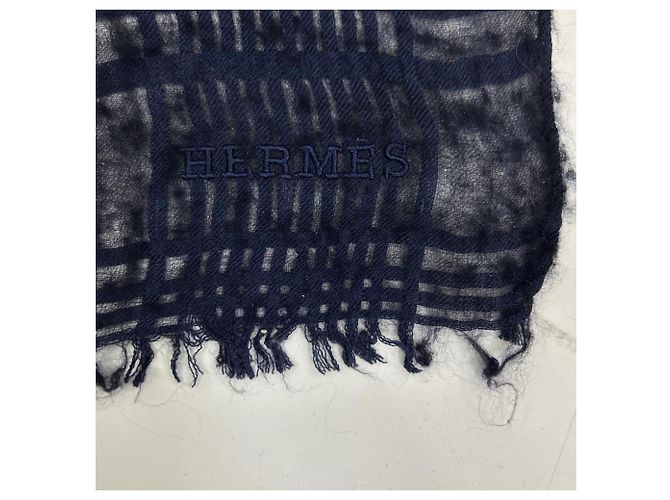 Hermès Hermes Navy Kaschmir x Seide Karostola Marineblau - Ansicht 3