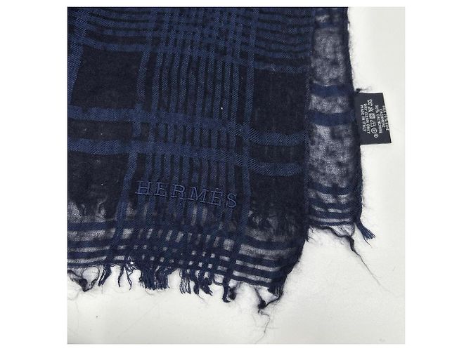 Hermès Hermes Navy Kaschmir x Seide Karostola Marineblau - Ansicht 7