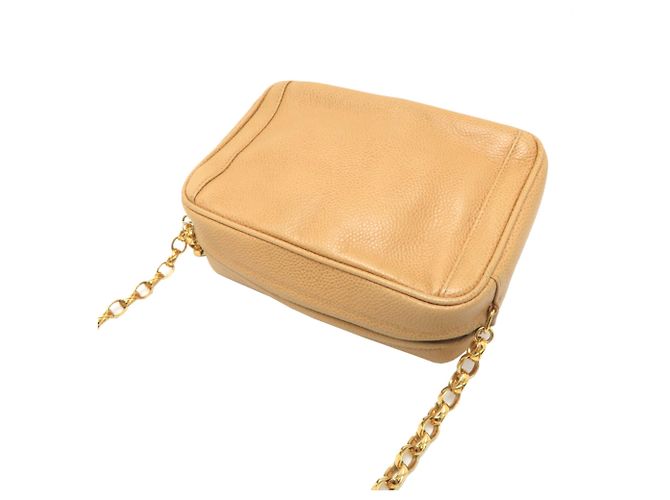 Borsa a tracolla Chanel in vitello martellato beige - vista 4