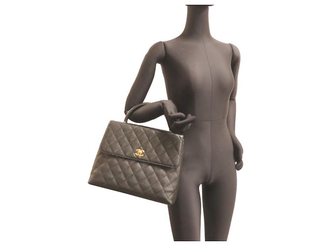Borsa Chanel in pelle di vitello martellata nera Nero - vista 8