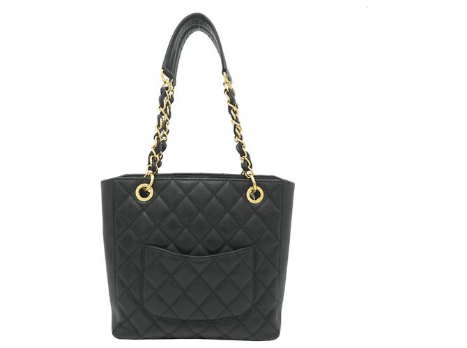 Borsa Tote Chanel in pelle di vitello grana nera Nero - vista 2