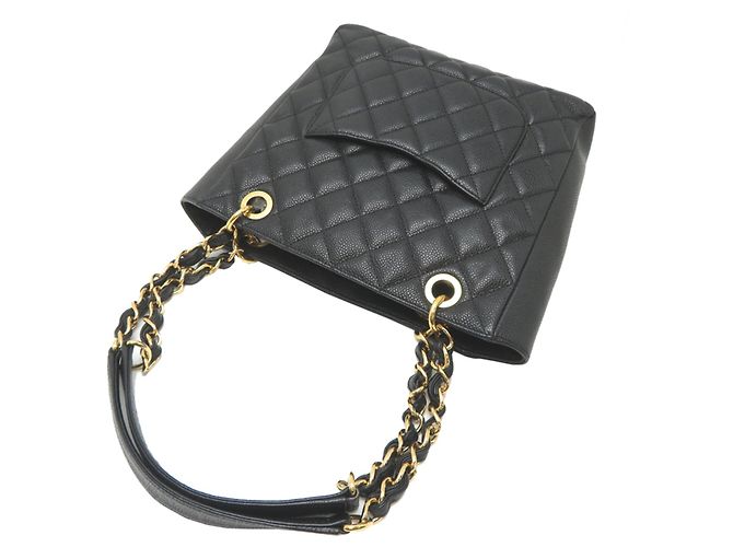 Borsa Tote Chanel in pelle di vitello grana nera Nero - vista 4