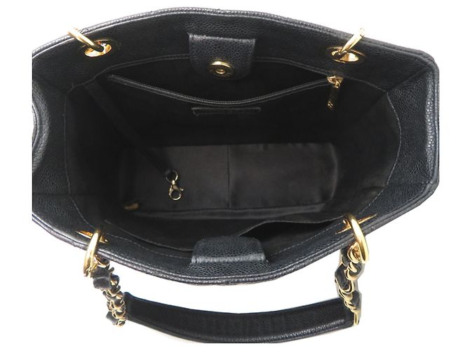Borsa Tote Chanel in pelle di vitello grana nera Nero - vista 6