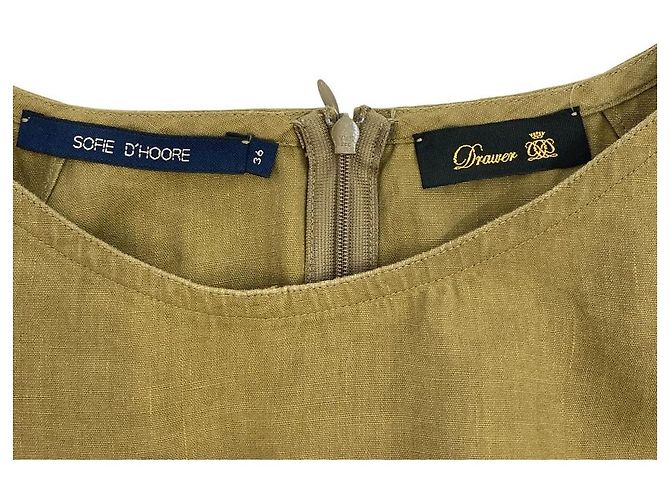 Autre Marque Ärmelloses Leinenkleid SOFIE D'HOORE Grün Khaki - Ansicht 3