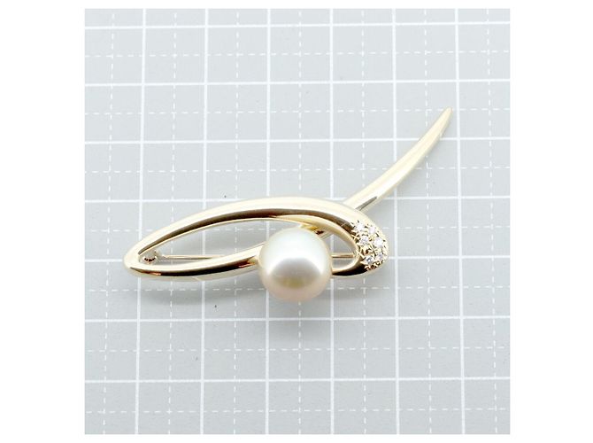 Spilla Tasaki Perla Diamante Au750 D'oro - vista 6