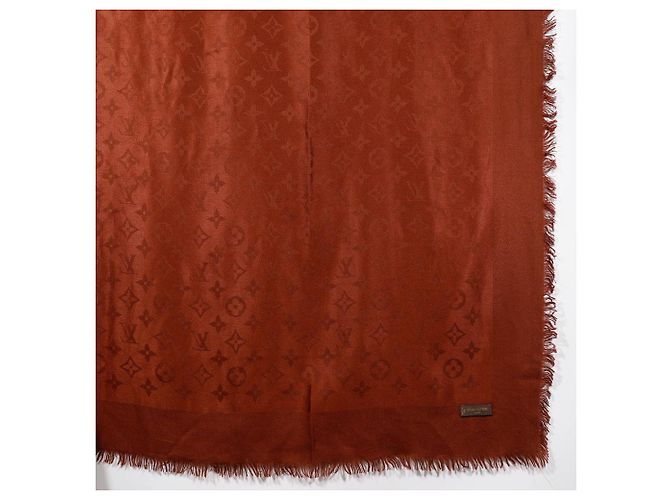 Stola in seta e lana Monogram Louis Vuitton Marrone - vista 3