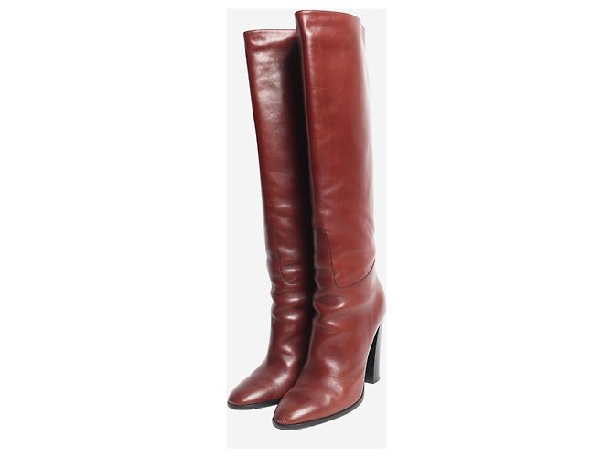 Céline Botas altas de cuero marrón - size UK 7 Castaño - vista 2