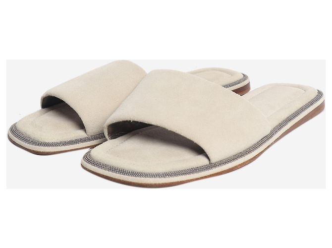 Brunello Cucinelli Sandali in camoscio neutri - size EU 37 - vista 2