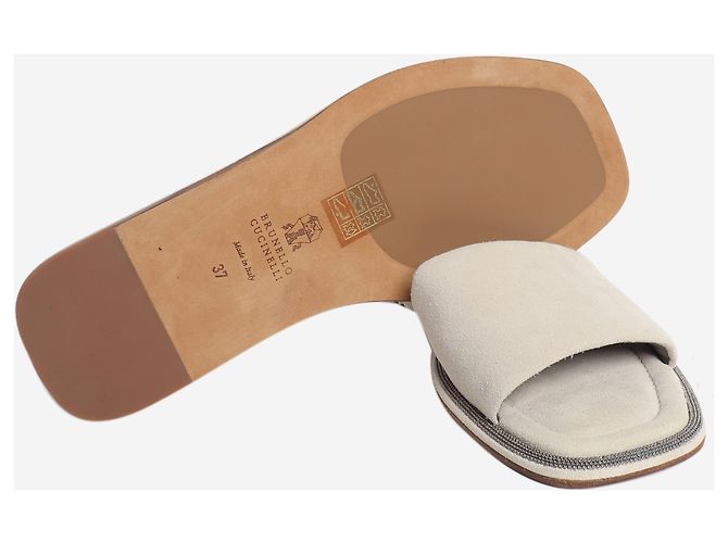Brunello Cucinelli Sandali in camoscio neutri - size EU 37 - vista 4