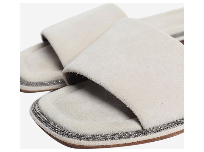 Brunello Cucinelli Sandali in camoscio neutri - size EU 37 - vista 5
