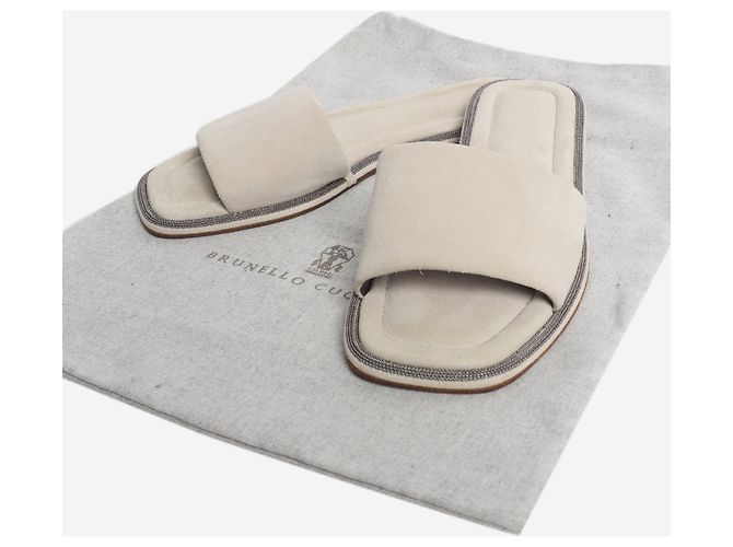 Brunello Cucinelli Sandali in camoscio neutri - size EU 37 - vista 6