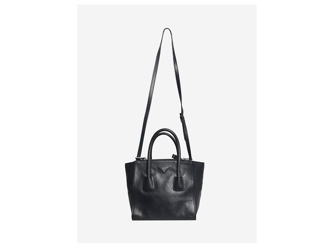 Prada Borsa a doppia tasca in vitello glacé Navy Blu navy - vista 2