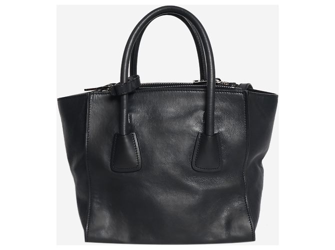 Prada Borsa a doppia tasca in vitello glacé Navy Blu navy - vista 3