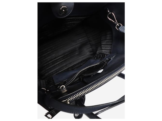 Prada Borsa a doppia tasca in vitello glacé Navy Blu navy - vista 5